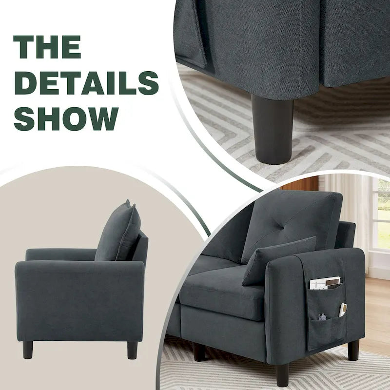 Ensemble de canapé sectionnel 3 pièces avec pouf et fauteuil