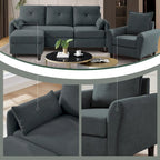 Ensemble de canapé sectionnel 3 pièces avec pouf et fauteuil