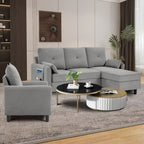 Ensemble de canapé sectionnel 3 pièces avec pouf et fauteuil