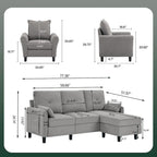 Ensemble de canapé sectionnel 3 pièces avec pouf et fauteuil