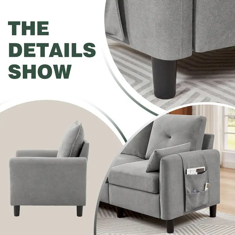 Ensemble de canapé sectionnel 3 pièces avec pouf et fauteuil