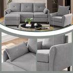 Ensemble de canapé sectionnel 3 pièces avec pouf et fauteuil