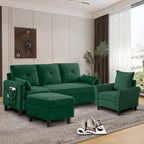 Ensemble de canapé sectionnel 3 pièces avec pouf et fauteuil