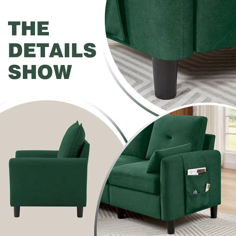 Ensemble de canapé sectionnel 3 pièces avec pouf et fauteuil