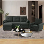 Ensemble de canapé sectionnel 3 pièces avec pouf et fauteuil
