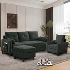 Ensemble de canapé sectionnel 3 pièces avec pouf et fauteuil