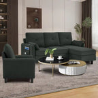 Ensemble de canapé sectionnel 3 pièces avec pouf et fauteuil