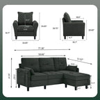 Ensemble de canapé sectionnel 3 pièces avec pouf et fauteuil