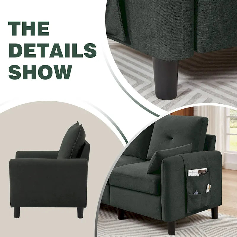 Ensemble de canapé sectionnel 3 pièces avec pouf et fauteuil