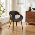 Chaise de salle à manger Art Leon en similicuir et bois courbé, style moderne du milieu du siècle