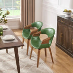 Chaise de salle à manger Art Leon en similicuir et bois courbé, style moderne du milieu du siècle