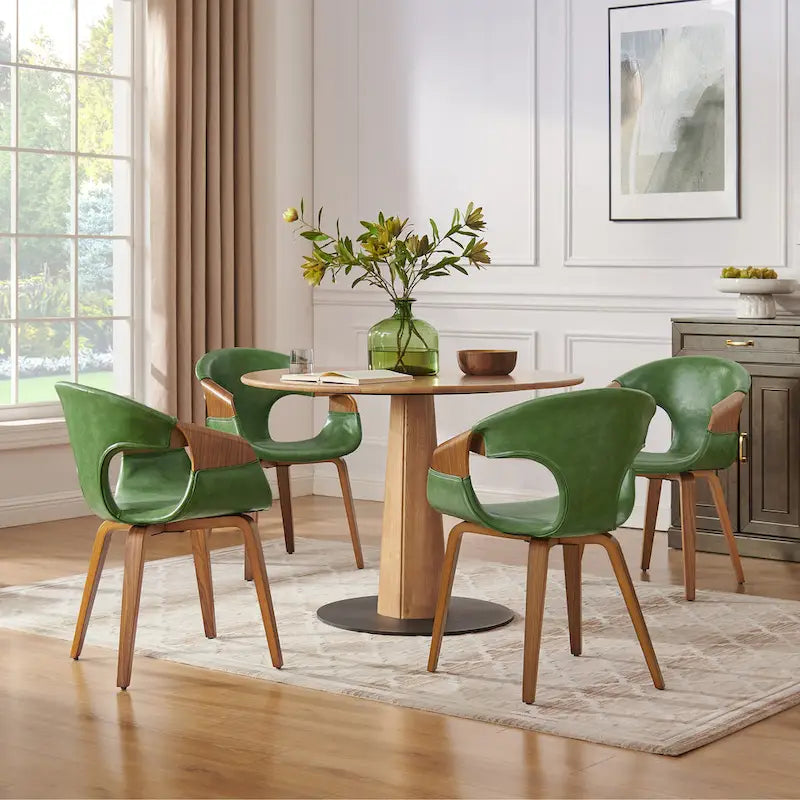 Chaise de salle à manger Art Leon en similicuir et bois courbé, style moderne du milieu du siècle