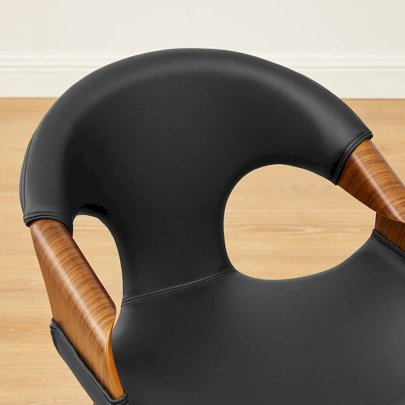 Chaise de salle à manger Art Leon en similicuir et bois courbé, style moderne du milieu du siècle