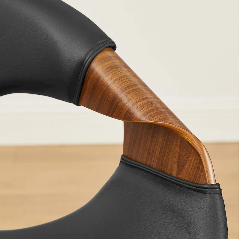 Chaise de salle à manger Art Leon en similicuir et bois courbé, style moderne du milieu du siècle