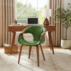 Chaise de salle à manger Art Leon en similicuir et bois courbé, style moderne du milieu du siècle