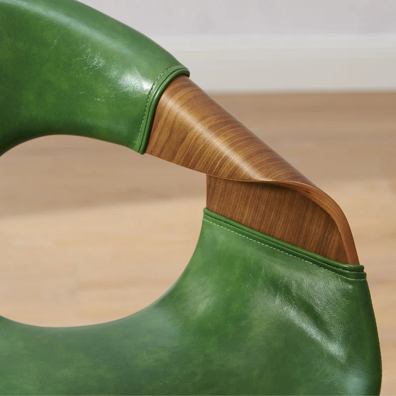 Chaise de salle à manger Art Leon en similicuir et bois courbé, style moderne du milieu du siècle