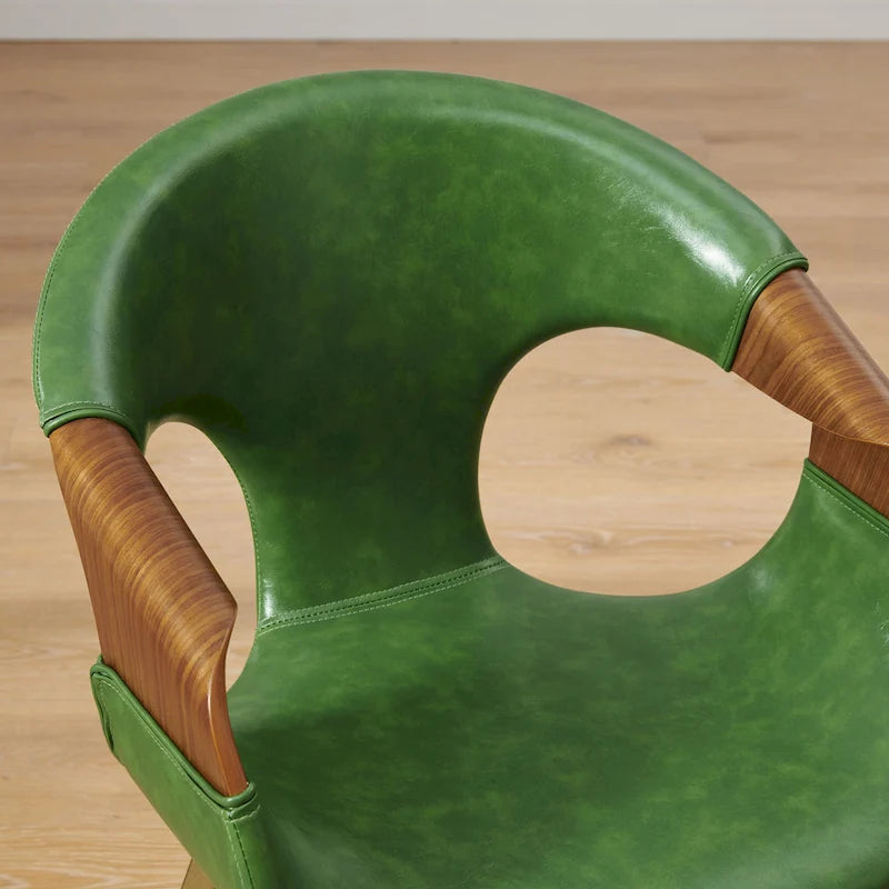Chaise de salle à manger Art Leon en similicuir et bois courbé, style moderne du milieu du siècle