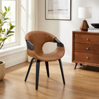 Chaise de salle à manger Art Leon en similicuir et bois courbé, style moderne du milieu du siècle