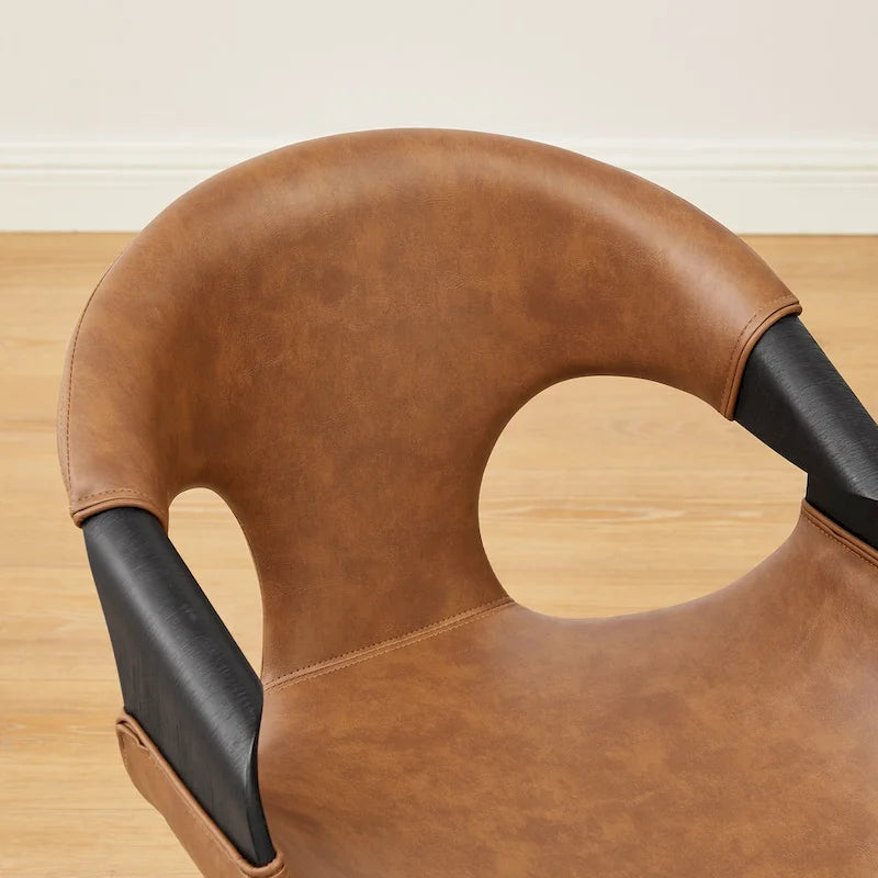 Chaise de salle à manger Art Leon en similicuir et bois courbé, style moderne du milieu du siècle