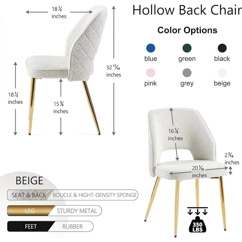 Lot de 4 chaises de salle à manger Howtai avec dossier ajouré