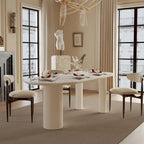 Luxe Creamy Dining Table with Roman Column Legs