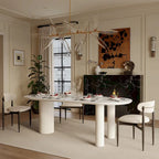 Luxe Creamy Dining Table with Roman Column Legs