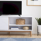 Brookside Madison Mid Century Modern TV Stand for TV's up to 65 Sliding Doors and Cable Management