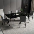 Table à manger de cuisine rectangulaire blanche de 180 cm, avec plateau en marbre de pierre frittée, pieds en métal