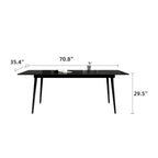 Table à manger de cuisine rectangulaire blanche de 180 cm, avec plateau en marbre de pierre frittée, pieds en métal