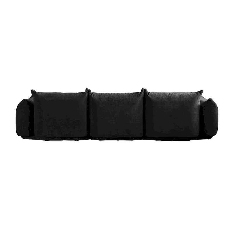 Modern Black Chenille Sectional Sofa Comfy Modular Couch with Ottoman
