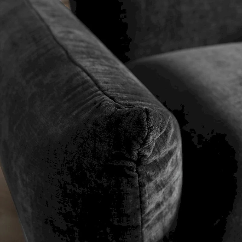 Modern Black Chenille Sectional Sofa Comfy Modular Couch with Ottoman