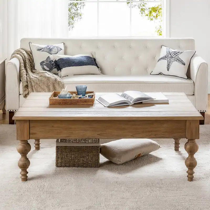 Gaston Traditional Rectangular Coffee Table with Storage Shelf by HULALA HOME