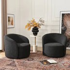 KINWELL 34 Wide Upholstered Swivel Accent Barrel Chair (Set of 2)