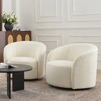KINWELL 34 Wide Upholstered Swivel Accent Barrel Chair (Set of 2)