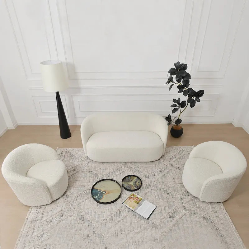 KINWELL 34 Wide Upholstered Swivel Accent Barrel Chair (Set of 2)