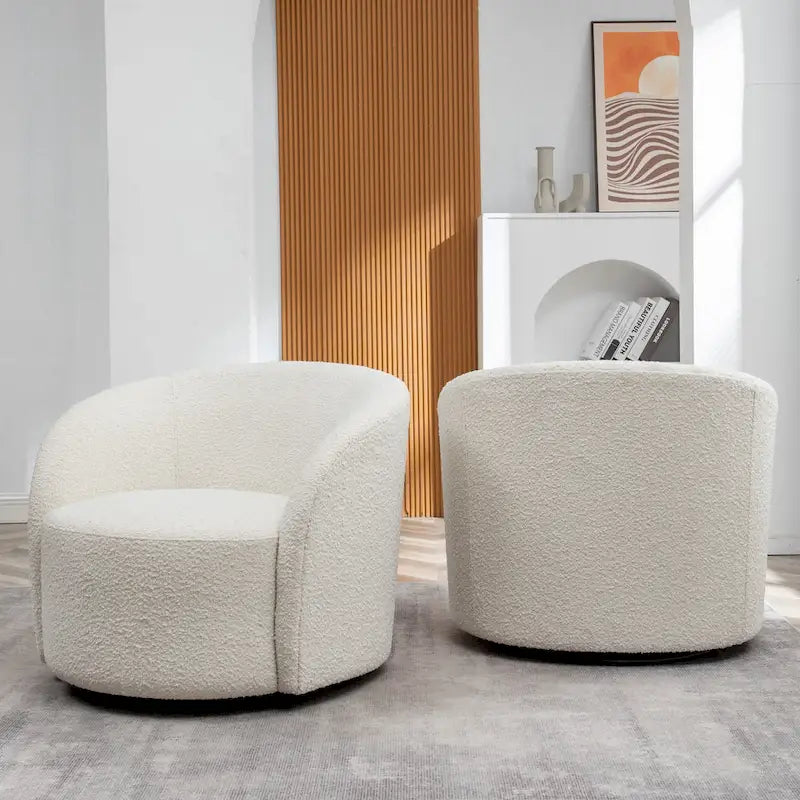 KINWELL 34 Wide Upholstered Swivel Accent Barrel Chair (Set of 2)