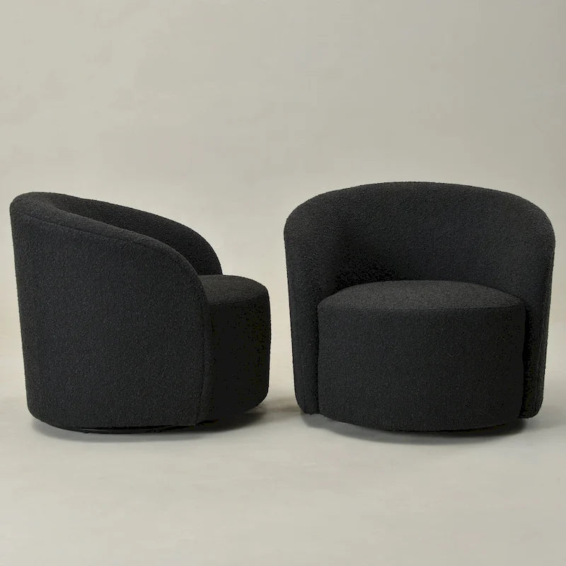 KINWELL 34 Wide Upholstered Swivel Accent Barrel Chair (Set of 2)