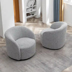 KINWELL 34 Wide Upholstered Swivel Accent Barrel Chair (Set of 2)