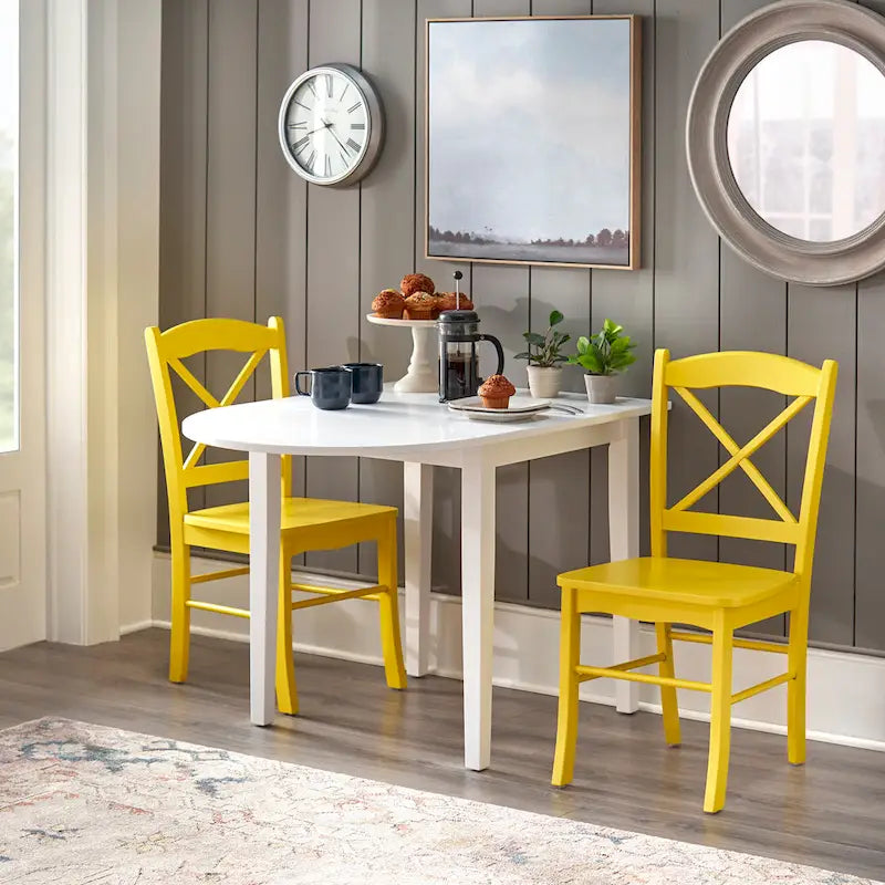 Simple Living Country Cottage Solid Wood Drop-Leaf Dining Table