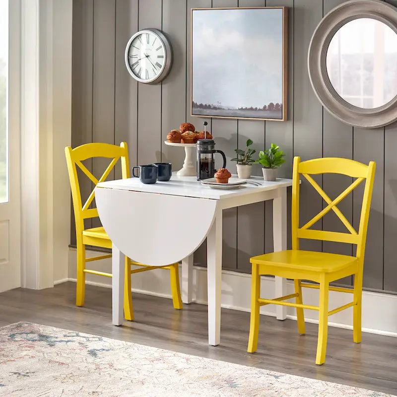Simple Living Country Cottage Solid Wood Drop-Leaf Dining Table