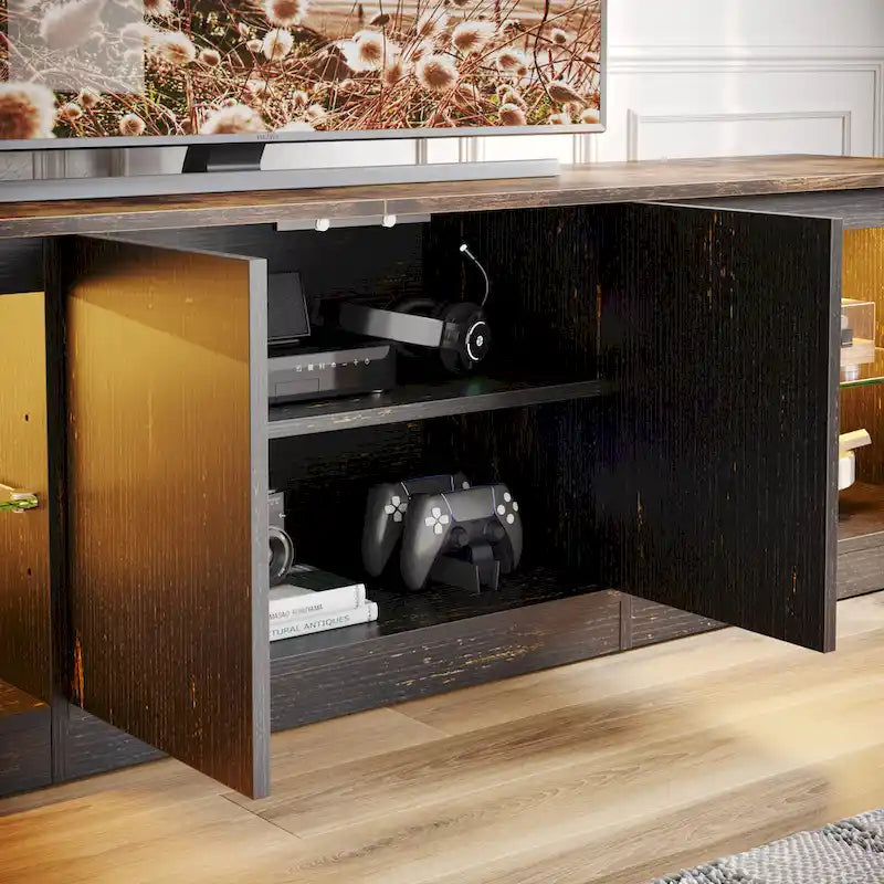 70 inch TV Stand 20 Color RGB Light Entertainment Center