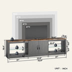 70 inch TV Stand 20 Color RGB Light Entertainment Center