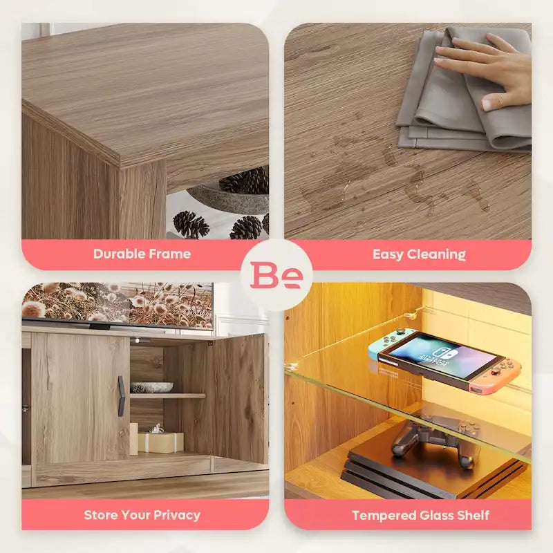 70 inch TV Stand 20 Color RGB Light Entertainment Center