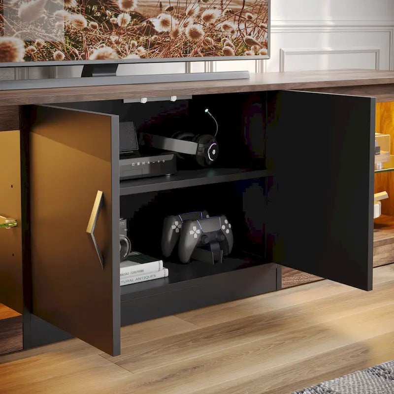 70 inch TV Stand 20 Color RGB Light Entertainment Center
