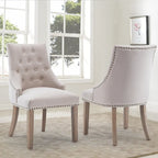 Chaises de salle à manger modernes du milieu du siècle Chaises d'appoint capitonnées avec clous de tapissier, lot de 2