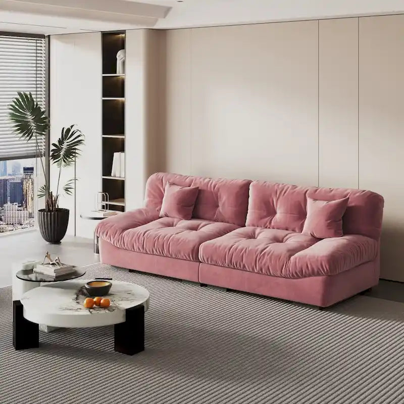 105 Modern Sanded Velvet Cloud Loveseat Sofa Sectional Couch for Living Room
