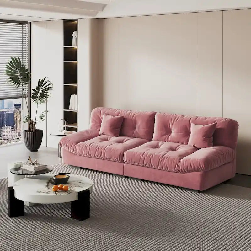 105 Modern Sanded Velvet Cloud Loveseat Sofa Sectional Couch for Living Room