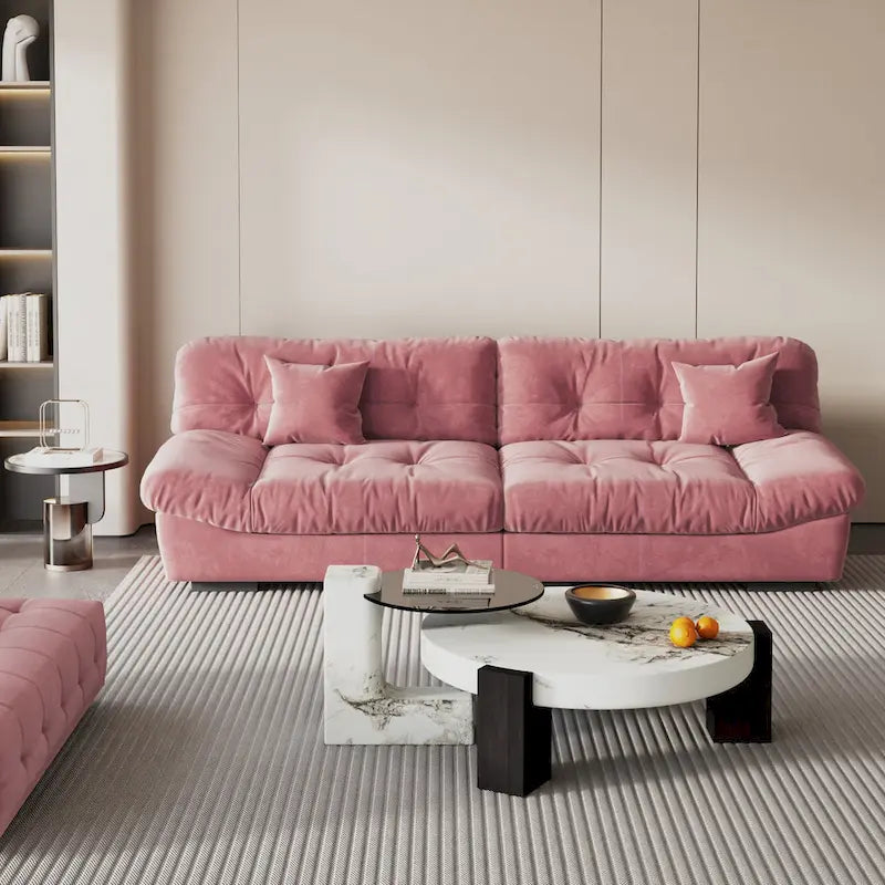 105 Modern Sanded Velvet Cloud Loveseat Sofa Sectional Couch for Living Room
