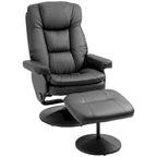HOMCOM Recliner and Ottoman with Wrapped Base, Swivel PU Leather Reclining Chair with Footrest for Living Room