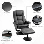 HOMCOM Recliner and Ottoman with Wrapped Base, Swivel PU Leather Reclining Chair with Footrest for Living Room